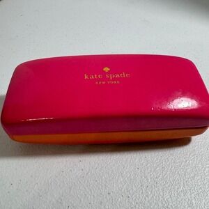 Kate Spade New York Pink Orange Hard Shell Eyeglass Case with Eyes Design
